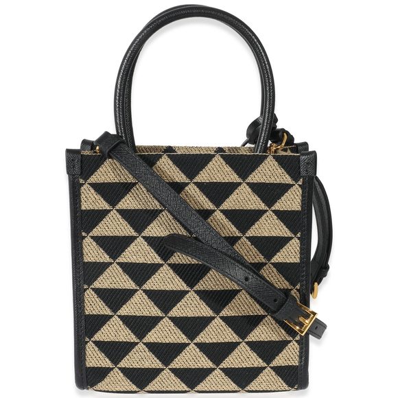 Prada Beige Black Jacquard Symbole Mini Bag - Picture 3 of 6